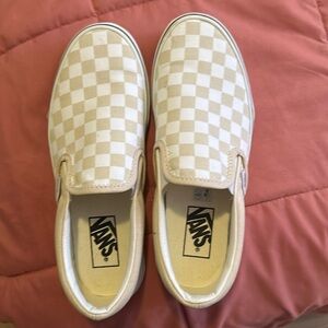 Vans checkered tan and white shoes size 7.5